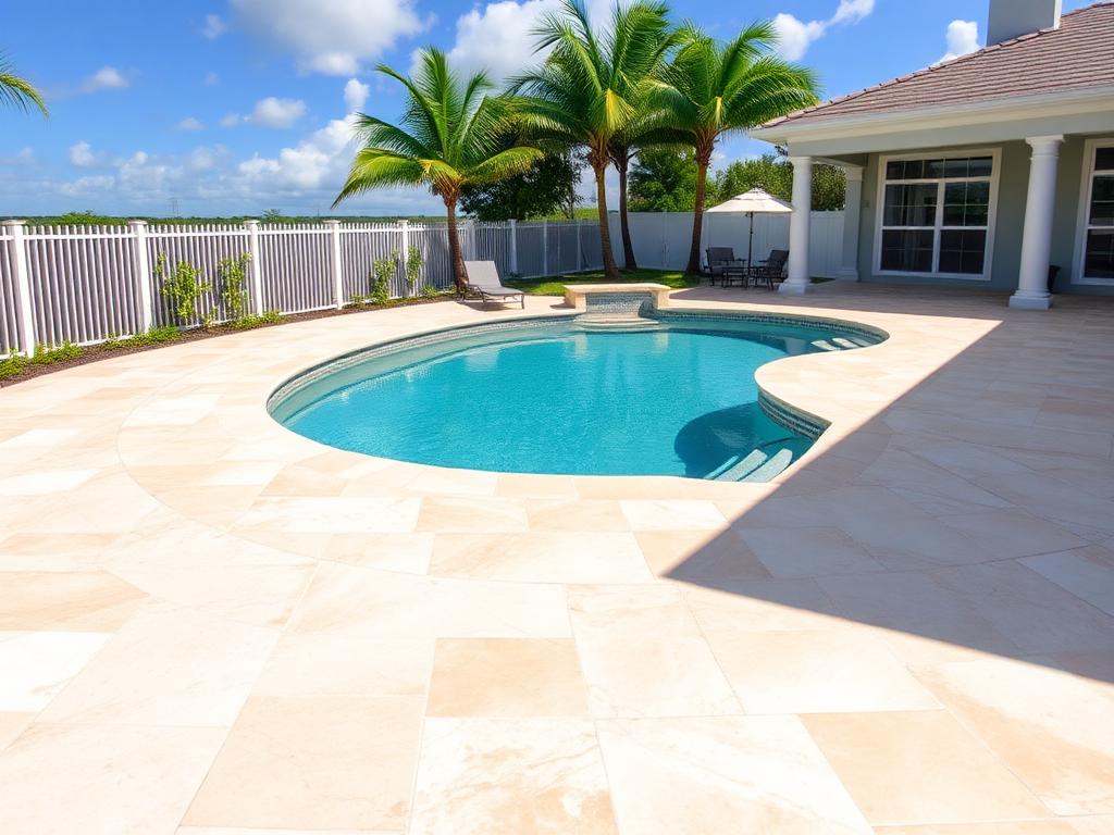 Ivory Travertine pool deck