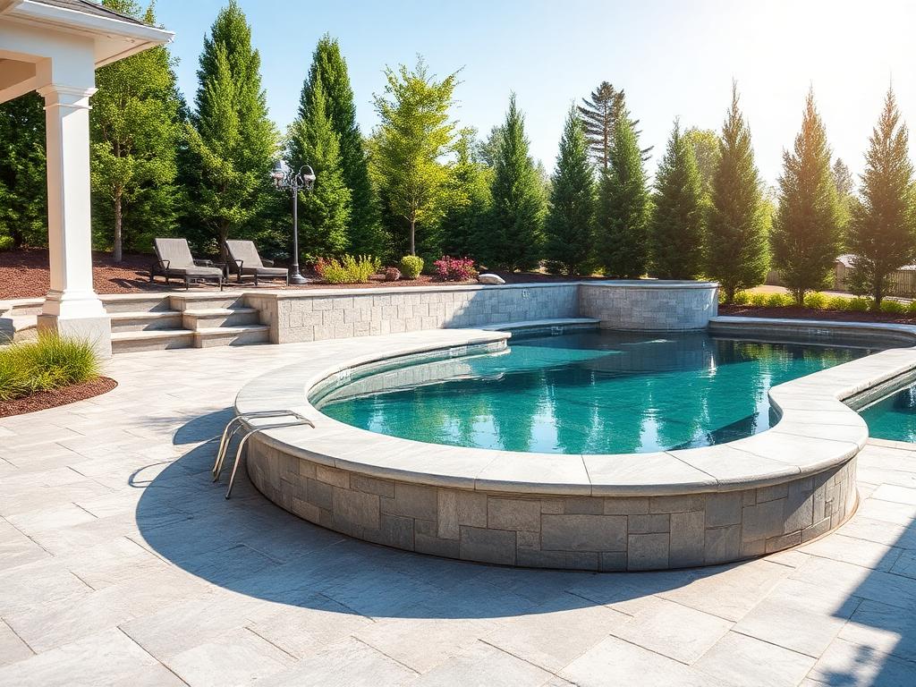 Silver Travertine pool deck